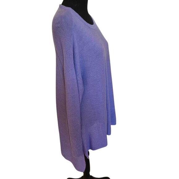 Eileen Fisher Womens 100% Merino Wool Hi-low Hem Pullover Sweater Purple Small - Picture 5 of 12